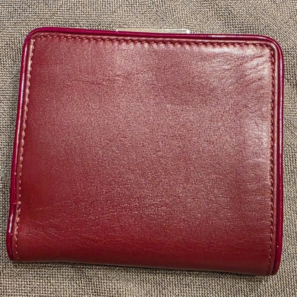 Vintage Y2k Coach Framed French Purse Kisslock Bifold Wallet Burgundy & Metallic